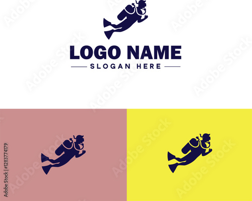 Scuba Diving icon Underwater diving Deep-sea exploration Subaquatic exploration flat logo sign symbol editable vector
