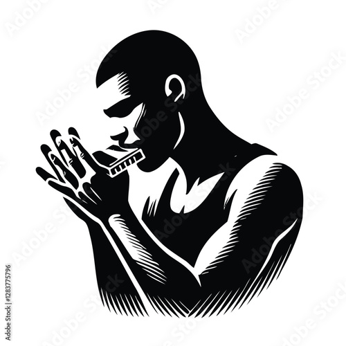 Harmonica Player Silhouette