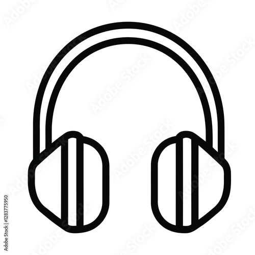 A simple outline of headphones, symbolizing audio listening and music enjoyment.