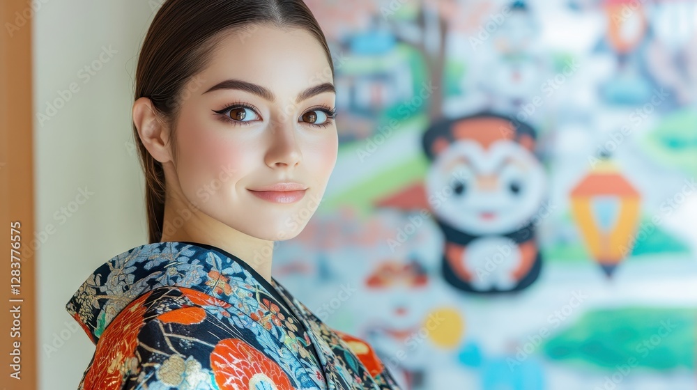 Beautiful Young Woman in Traditional Japanese Kimono Beautiful Young Woman in Traditional Japanese Kimono