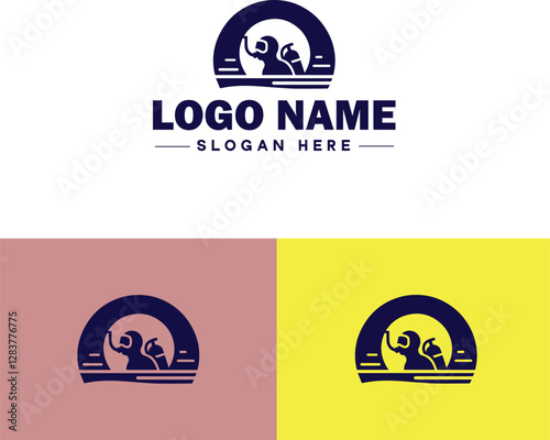 Scuba Diving icon Underwater diving Deep-sea exploration Subaquatic exploration flat logo sign symbol editable vector