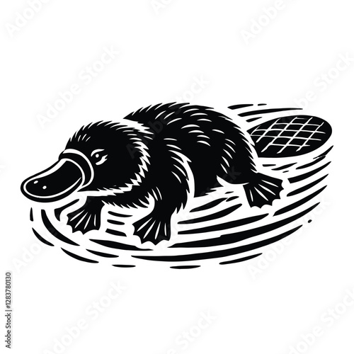 Platypus Silhouette Swimming