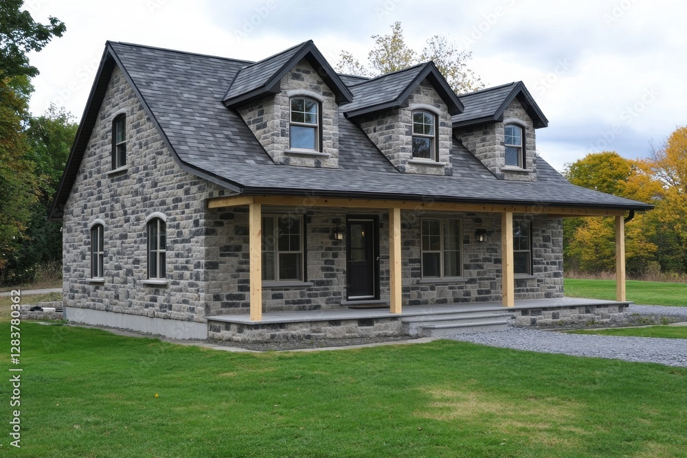Contemporary Brick Residence with Spacious Front Porch and Charming Driveway Contemporary Brick Residence with Spacious Front Porch and Charming Driveway