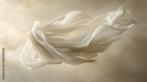 Wallpaper Mural A delicate white fabric floats gracefully against a soft, neutral background, showcasing its elegant movement and texture Torontodigital.ca