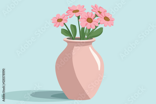 Vector of vase isolated on a white background, Flat style cartoon vector illustration, Flowers in vases, arrangements decorations for home, office.