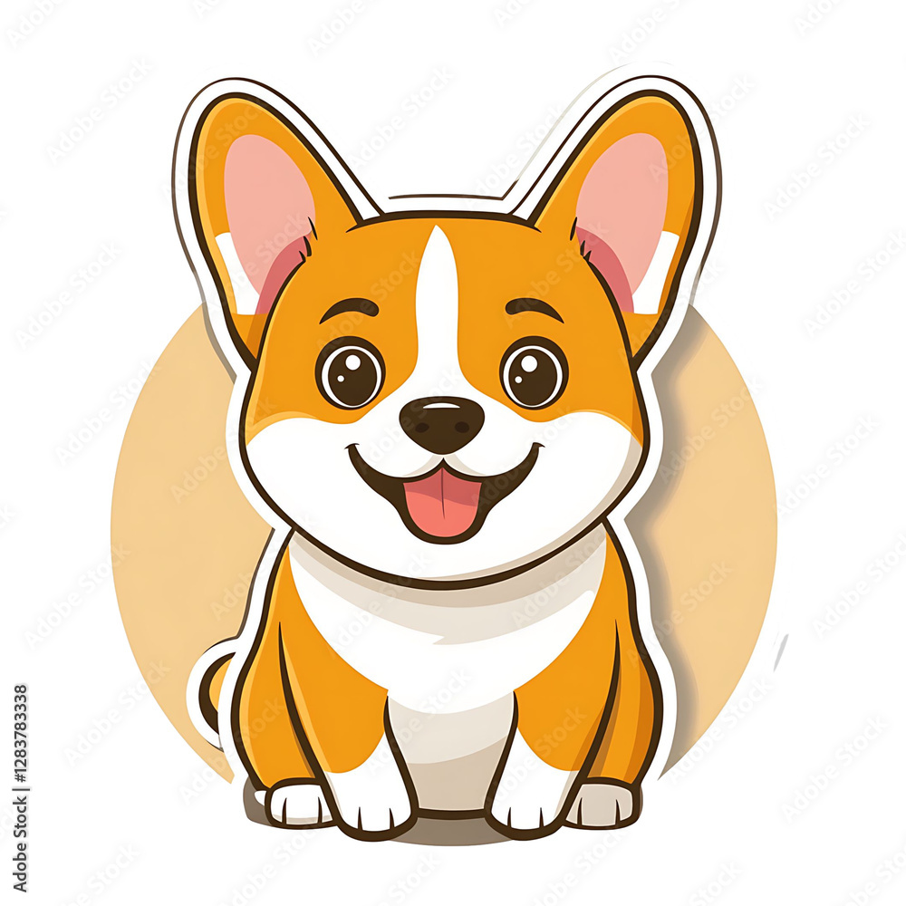 Adorable Cartoon Corgi Sitting in a Circle Adorable Cartoon Corgi Sitting in a Circle