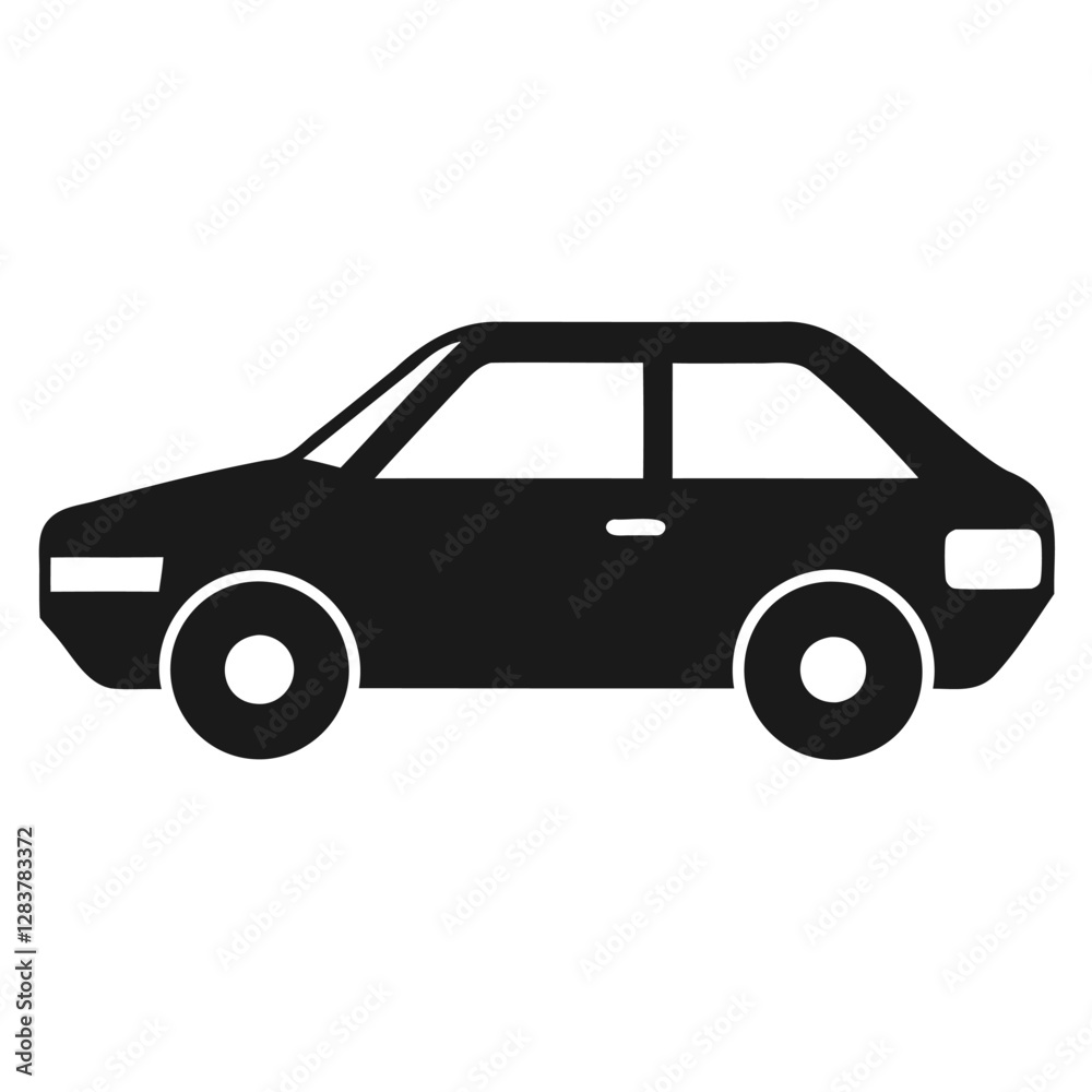 Simple silhouette of a classic car, black silhouette of a small car Simple silhouette of a classic car, black silhouette of a small car