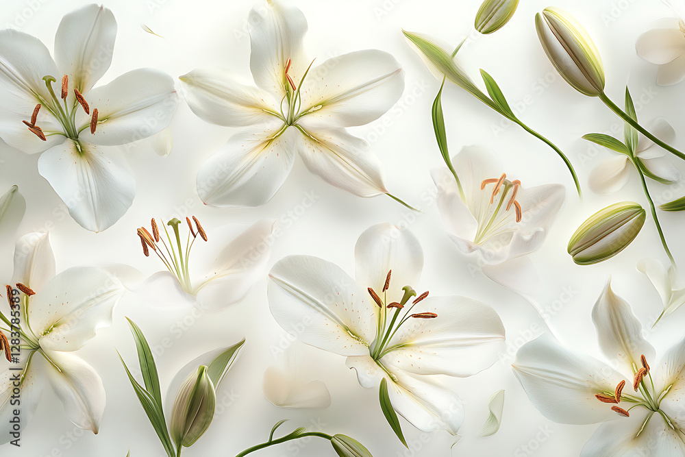 Fototapeta premium Elegant White Lilies A Serene Floral Close-Up