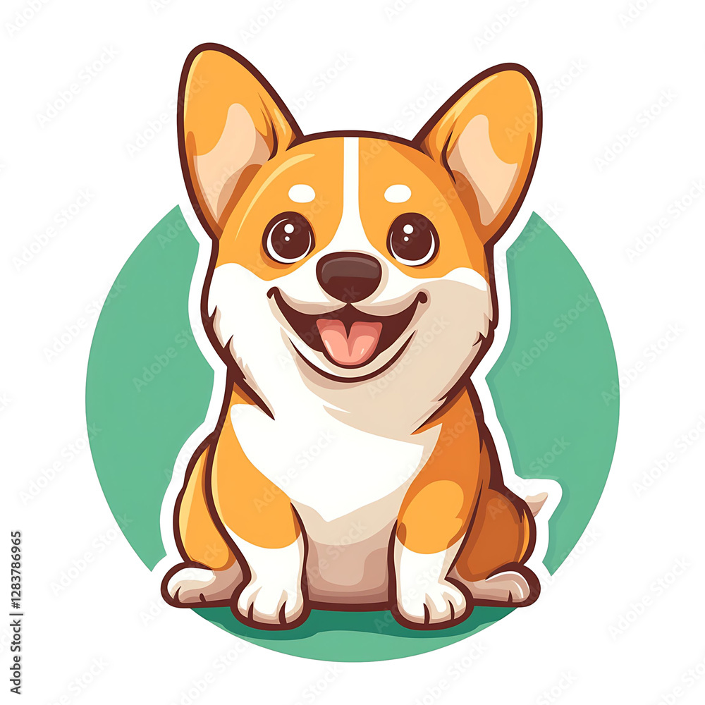 Adorable Cartoon Corgi Sitting in a Circle Adorable Cartoon Corgi Sitting in a Circle
