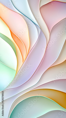 A pattern of wavy lines in pastel colors, creating an abstract background with a sense of movement and depth
