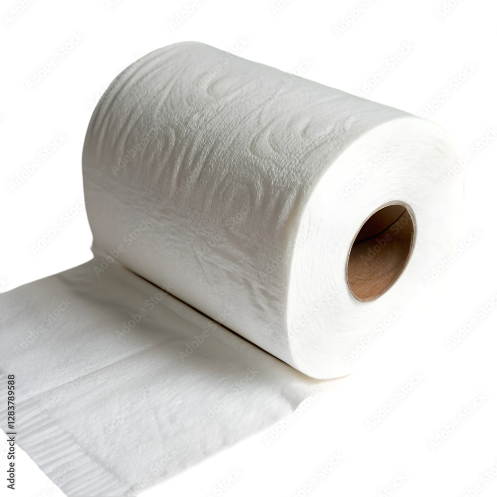Fototapeta premium White tissue paper roll isolated on transparent background