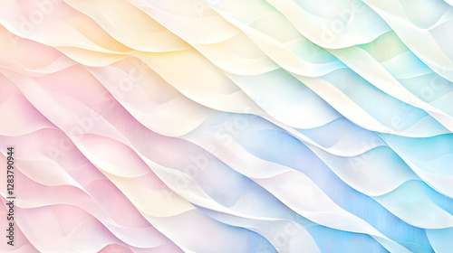 A pattern of wavy lines in pastel colors, creating an abstract background with a sense of movement and depth

