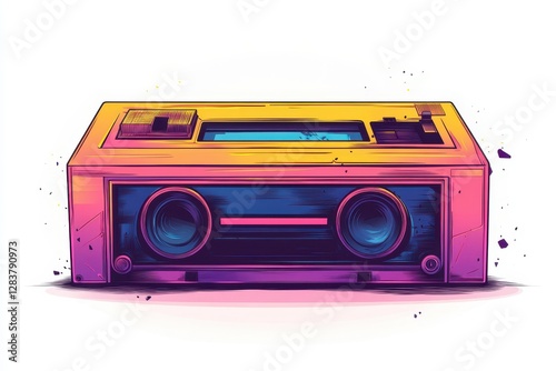 Retro Cassette Player Vibrant 80s Design Music Nostalgia