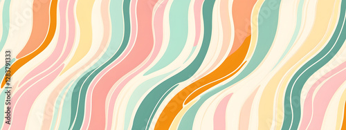 A pattern of wavy lines in pastel colors, creating an abstract background with a sense of movement and depth
