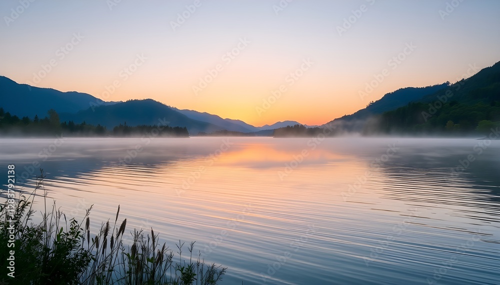 Fototapeta premium 湖畔の朝
