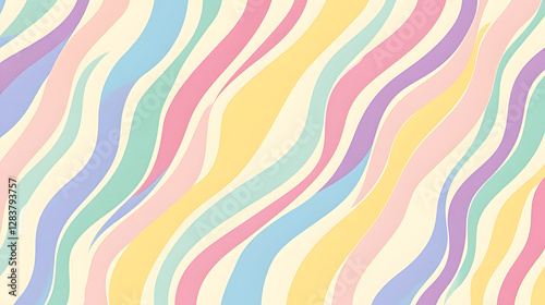 A pattern of wavy lines in pastel colors, creating an abstract background with a sense of movement and depth
