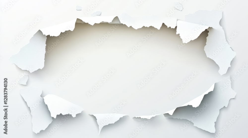 Torn White Paper with Empty Space for Text and Design Elements Torn White Paper with Empty Space for Text and Design Elements