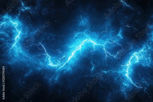 electric blue lightning dances across a stormy void crackling with energy and casting a vivid glow for dramatic impact photo