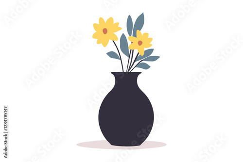 Vector of vase isolated on a white background, Flat style cartoon vector illustration, Flowers in vases, arrangements decorations for home, office.