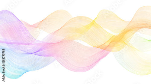 A pattern of wavy lines in pastel colors, creating an abstract background with a sense of movement and depth
