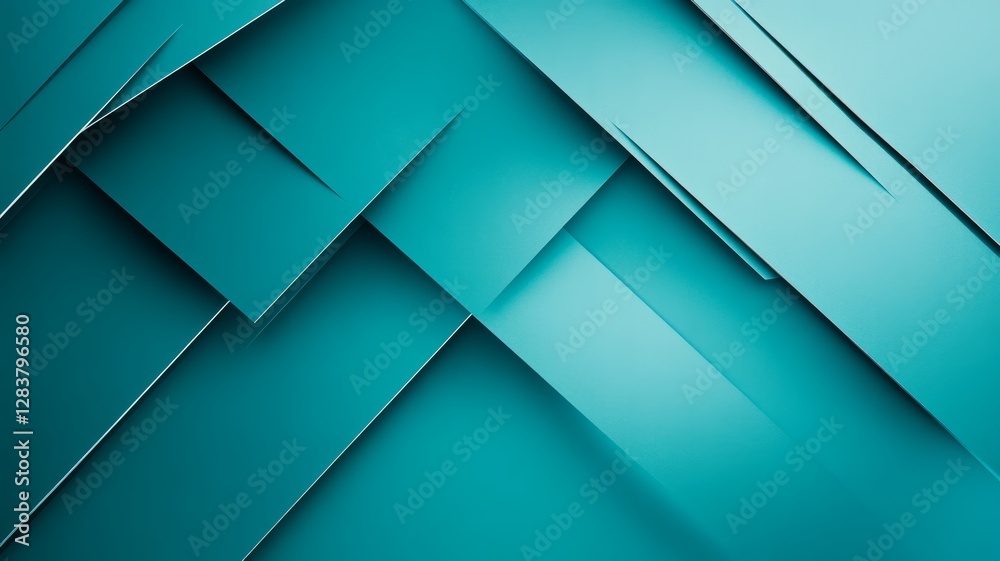 Fototapeta premium Abstract Teal Geometric Background: Layers and Lines