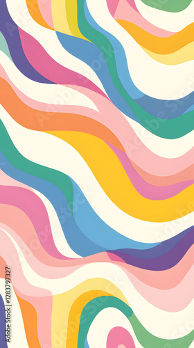 A pattern of wavy lines in pastel colors, creating an abstract background with a sense of movement and depth

