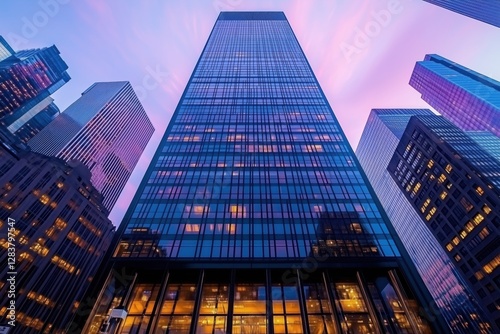 Stunning Skyscrapers at Twilight: A Captivating Cityscape photo