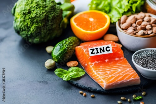 Assortment of foods high in zinc promoting immunity and overall health photo