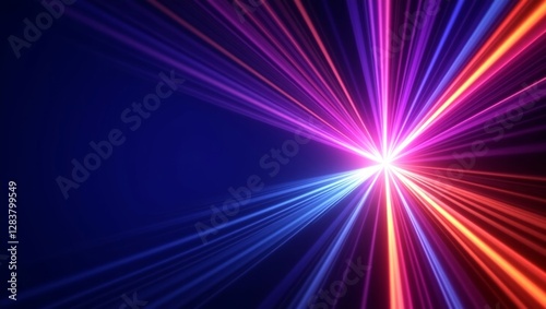 Radiant burst of colorful light beams