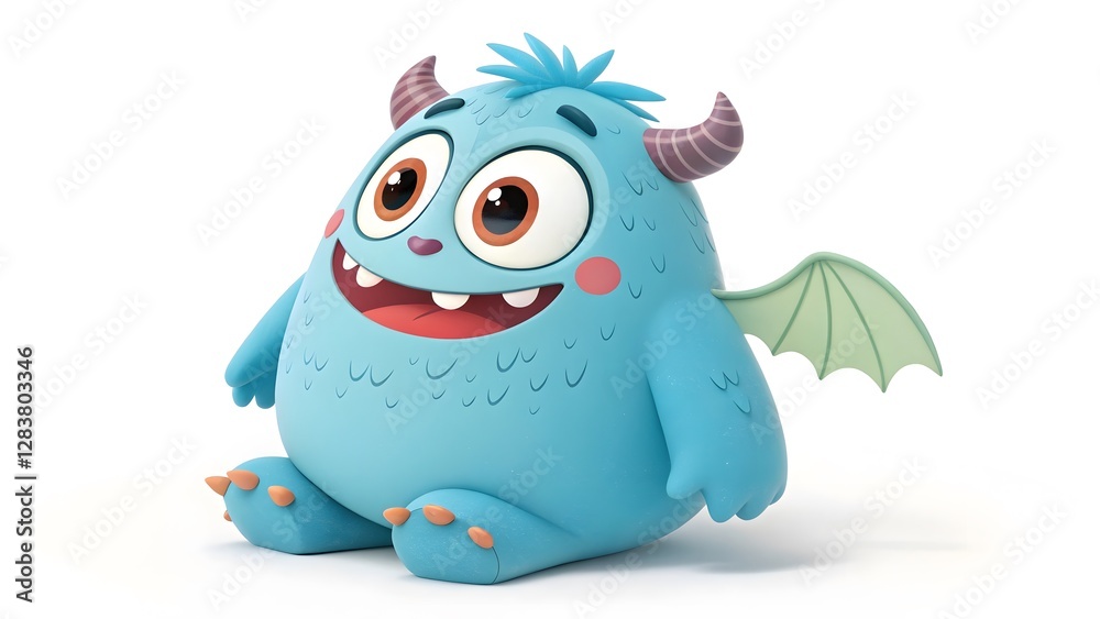 A playful, baby-like monster with oversized feet, symbolizing creativity, imagination, and fun character design