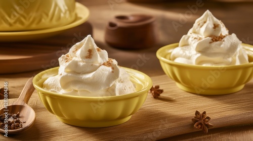 Gourmet Whipped Cream in a Vibrant Yellow Bowl