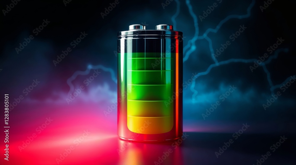 Dynamic battery concept in dramatic lighting Dynamic battery concept in dramatic lighting