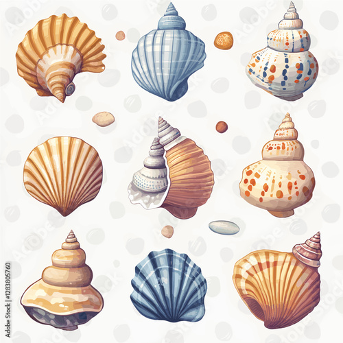 Collection of seashells in Various Shapes and Sizes