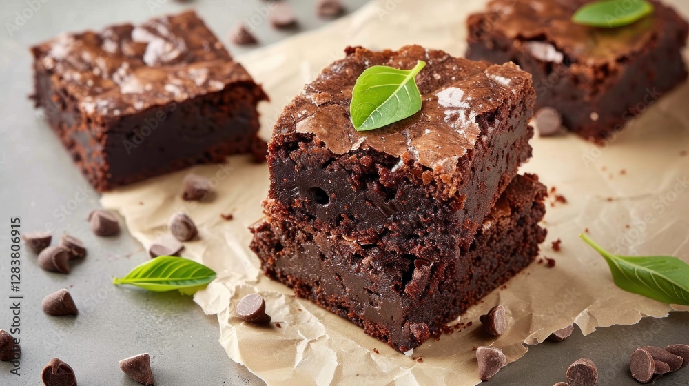 Delicious Brownie, Rich and Fudgy Chocolate Brownie with a Crispy Crust. Decadent Dessert Isolated on Background with Copy Space. Brownie on a background with copy space. Delicious Brownie, Rich and Fudgy Chocolate Brownie with a Crispy Crust. Decadent Dessert Isolated on Background with Copy Space. Brownie on a background with copy space.