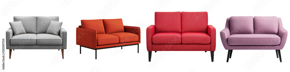 An image showcasing a collection of vibrant and stylish modern sofas in various shades of orange red and purple arranged in a minimalist and contemporary living room interior design An image showcasing a collection of vibrant and stylish modern sofas in various shades of orange red and purple arranged in a minimalist and contemporary living room interior design