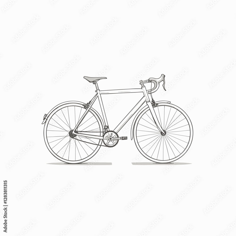 Fototapeta premium Minimalistic bicycle line drawing on white background, modern art