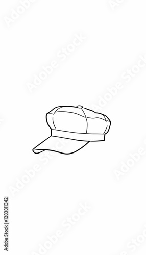 Minimalistic line drawing of a mortarboard cap on white background, modern art