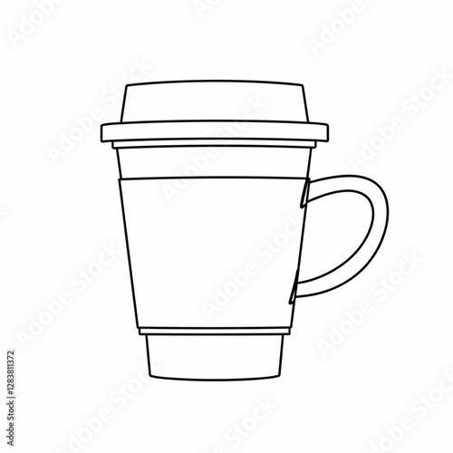 Minimalistic line drawing of a coffee cup, modern artistry