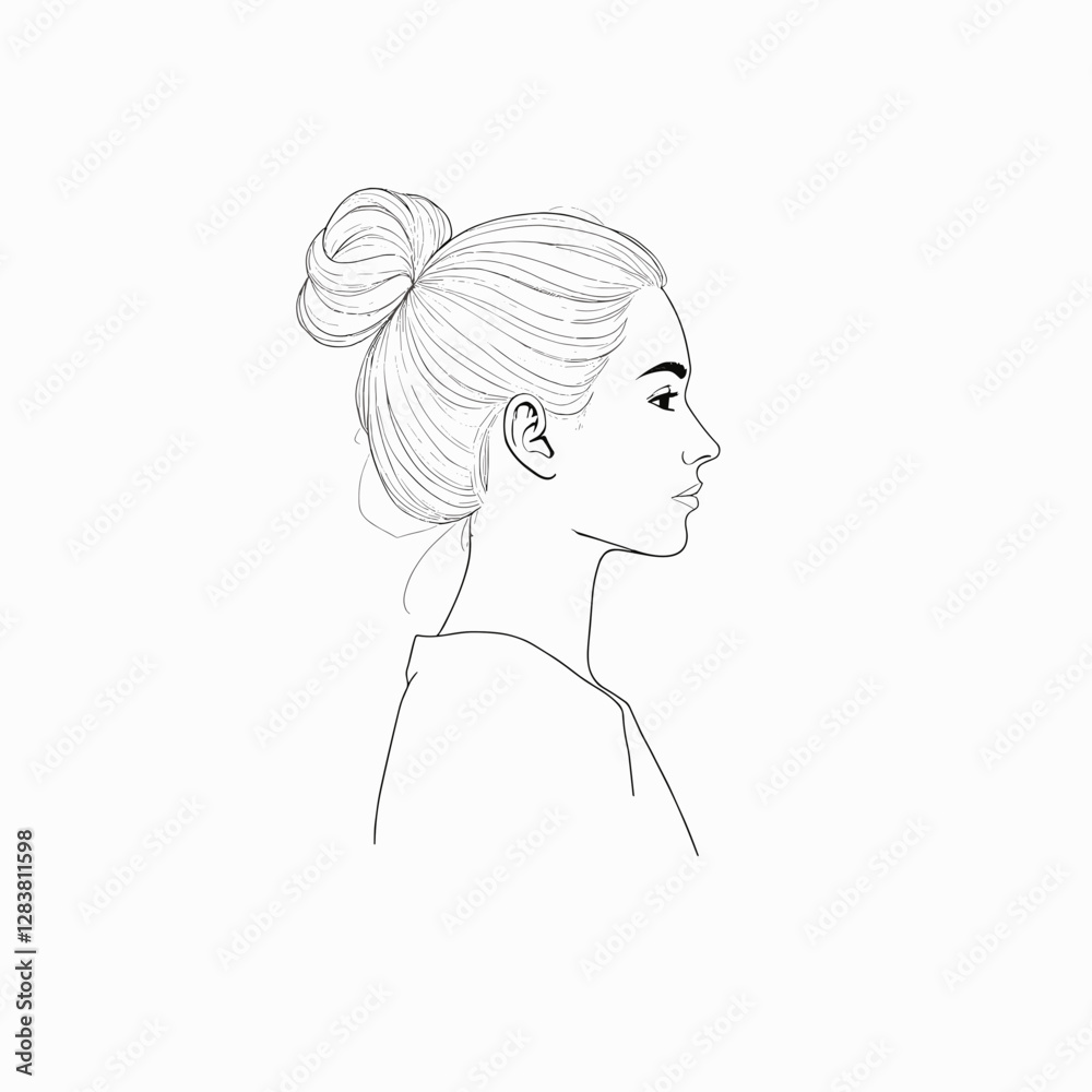Minimalist profile drawing of a woman, modern artistic expression Minimalist profile drawing of a woman, modern artistic expression