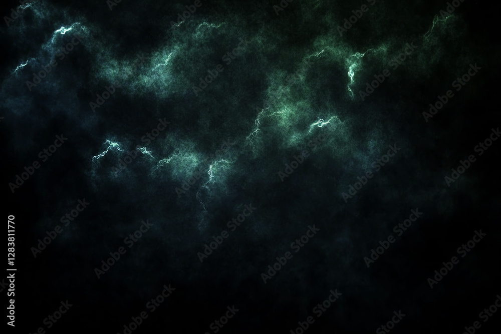 Fototapeta premium Dark, swirling clouds with mysterious glow, creating an eerie and atmospheric scene in the night sky.