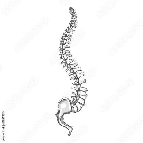 Minimalistic spine drawing on white background, modern art concept