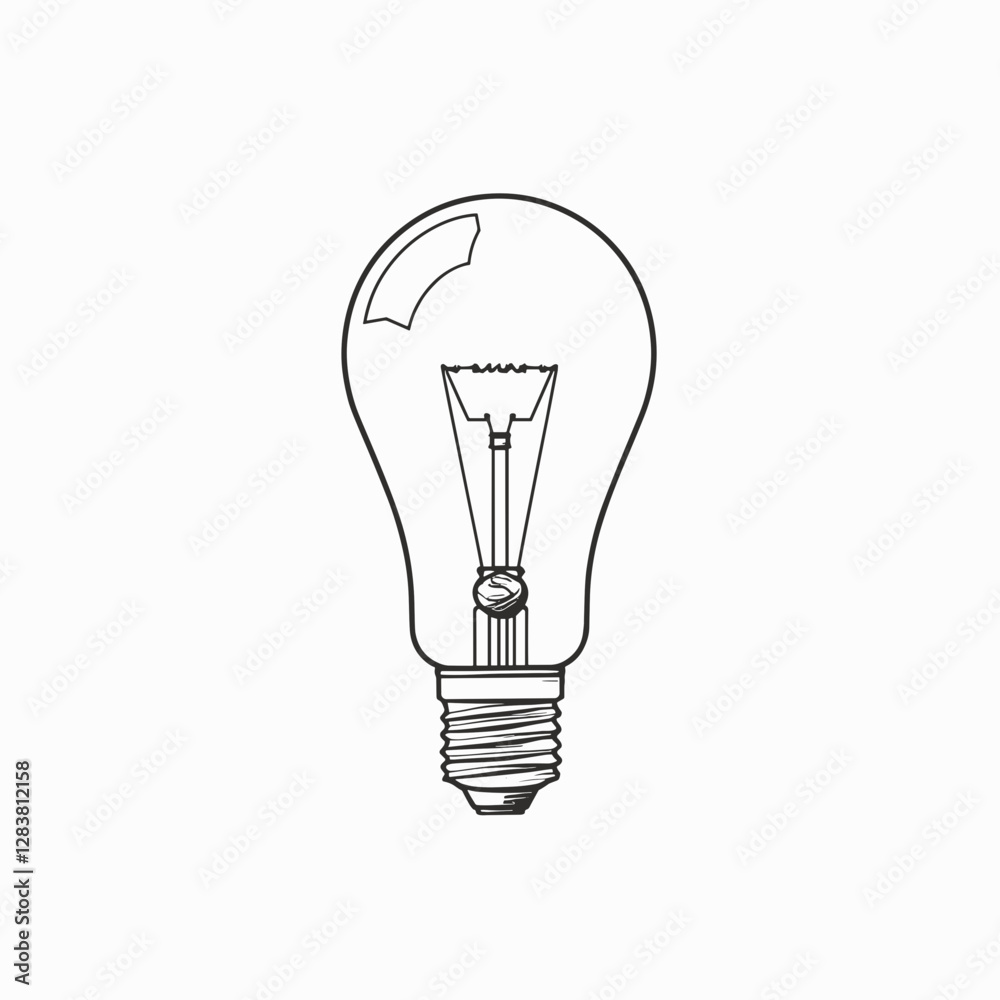 Minimalistic line drawing of a lightbulb, modern art concept Minimalistic line drawing of a lightbulb, modern art concept