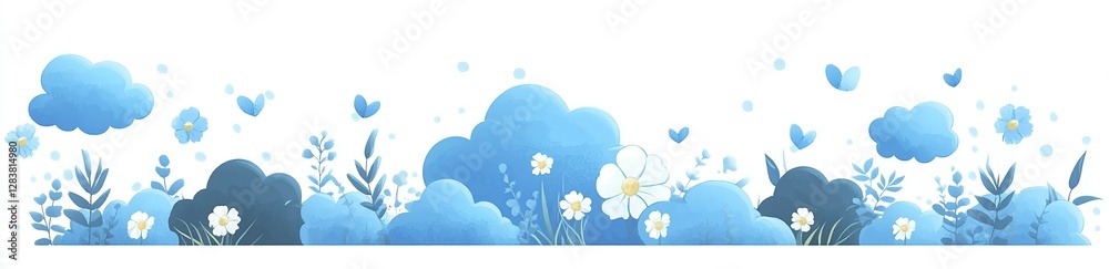 Easter Vector Illustration in Sapphire and Silver with Clouds Easter Vector Illustration in Sapphire and Silver with Clouds