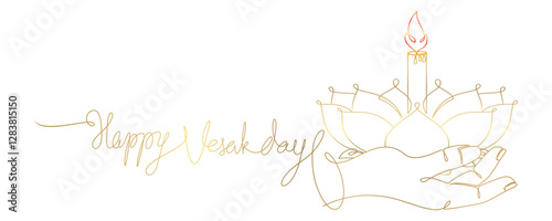 Vesak Day line art style illustration vector 3