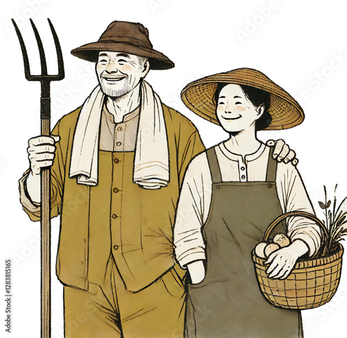 農家の夫婦