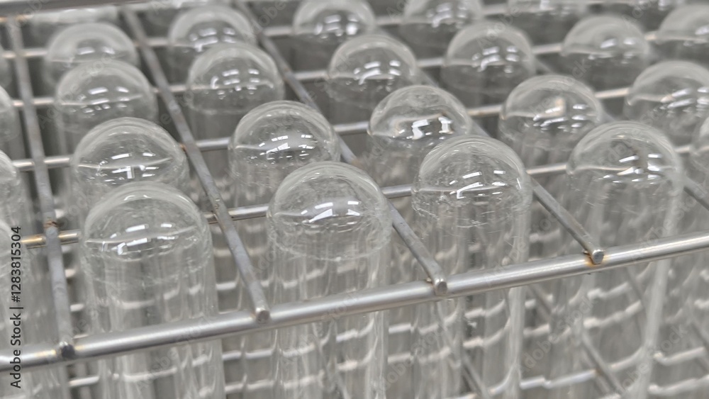 Scientific test tubes in storage. Science experiment concept. Scientific test tubes in storage. Science experiment concept.