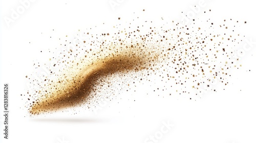 Wallpaper Mural Abstract Golden Glitter Wave with Shimmering Stars on White Background Torontodigital.ca