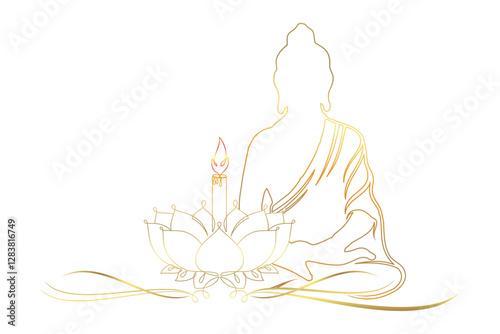 Vesak Day line art style illustration vector 6
