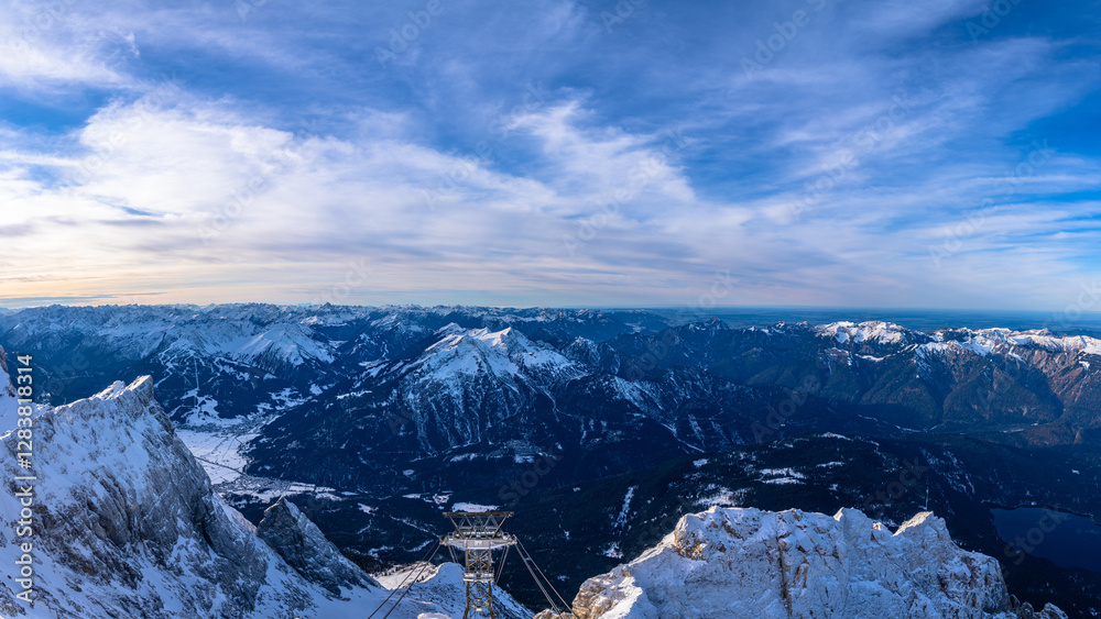 Φωτογραφία Stunning aerial panorama view of snow covered peaks of Allgaeu Alps and Garmisch