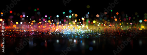 Photo of multiple colored bokeh lights on a black background
